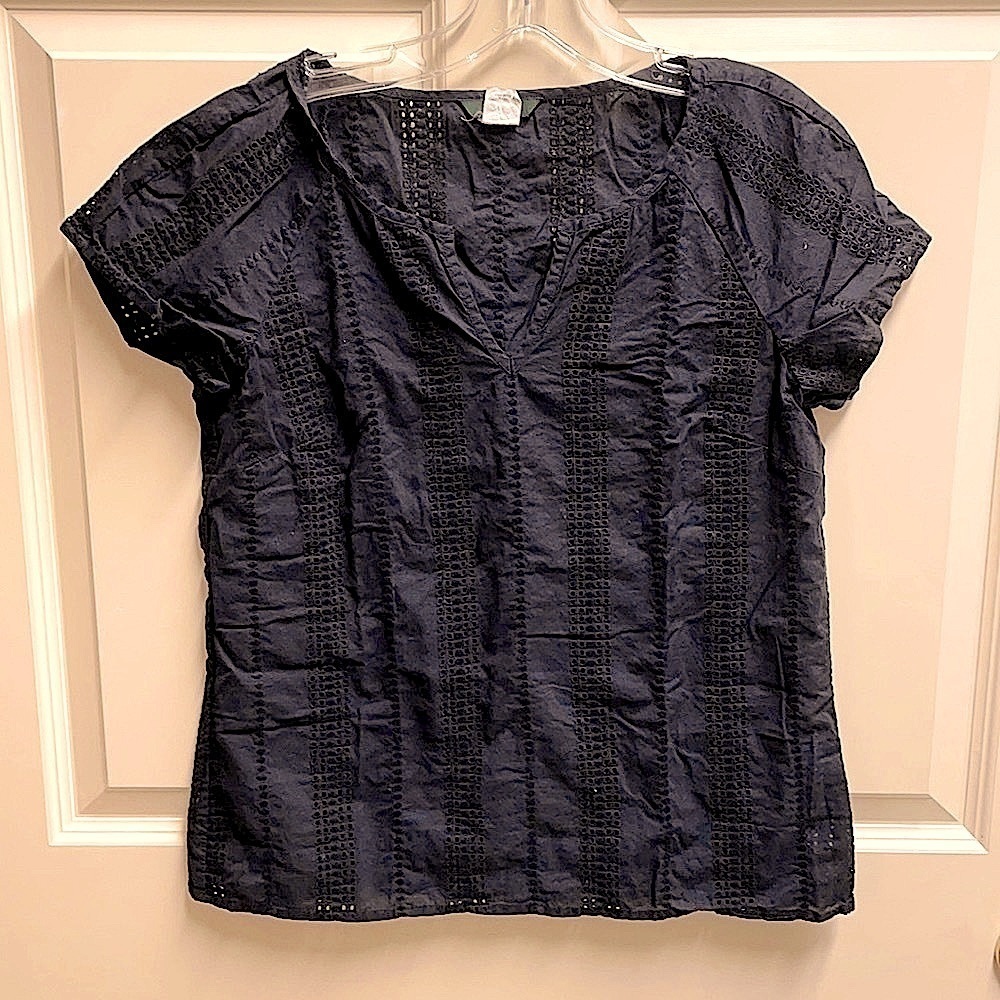 J. Crew Black eyelet short sleeve top